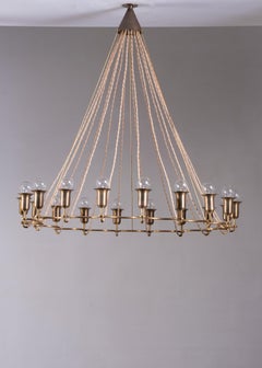 Large Danish brass chandelier with 18 lights
