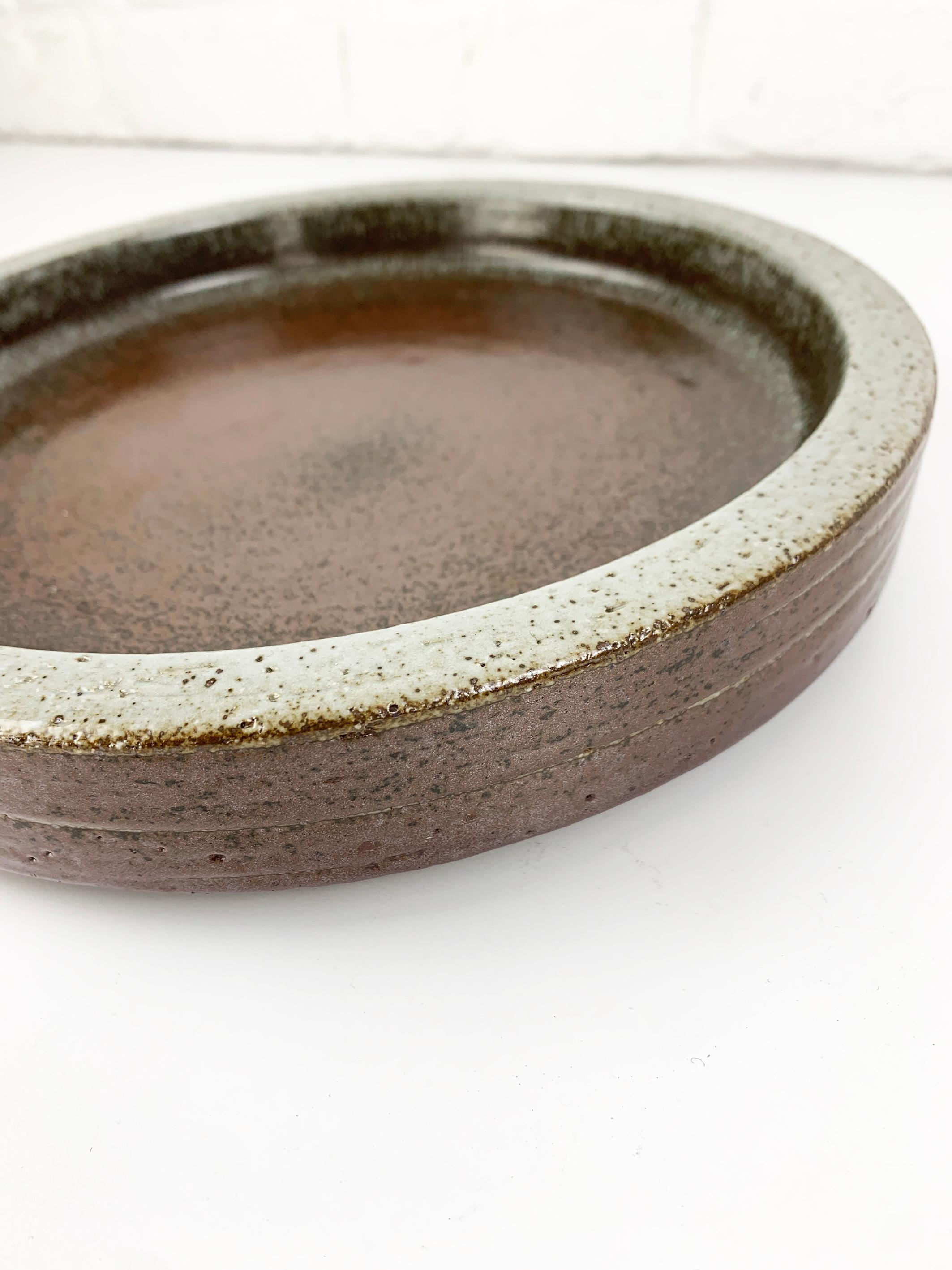 Glazed Large danish Ceramic Dish Bowl Palshus Denmark Per & Annelise Linnemann-Schmidt For Sale