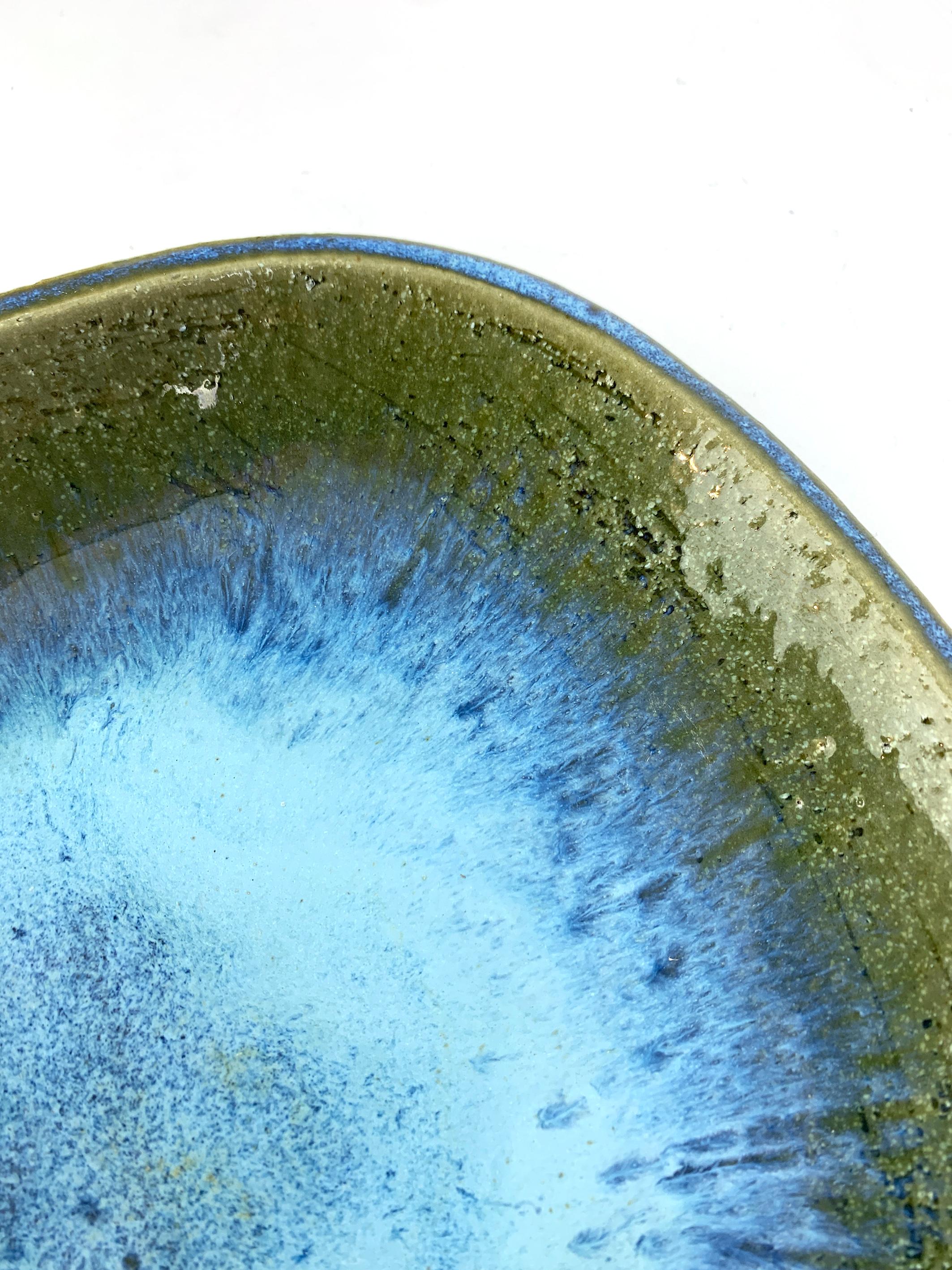 Glazed Large danish Ceramic Dish Bowl Palshus Denmark Per & Annelise Linnemann-Schmidt For Sale