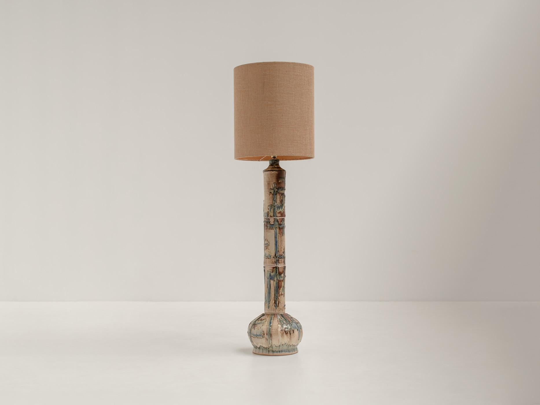 Large Danish Ceramic Floor Lamp attr. to Viggo Kyhn, 1960s 7