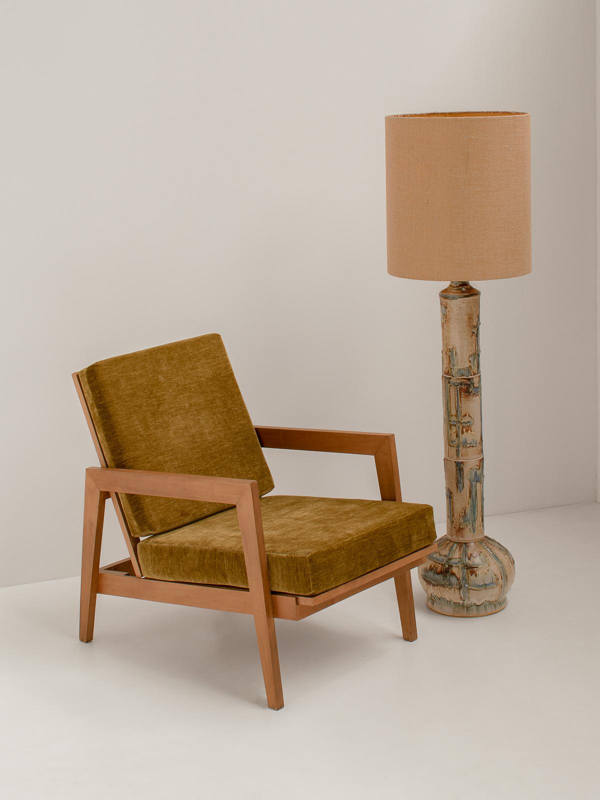 Large Danish Ceramic Floor Lamp attr. to Viggo Kyhn, 1960s In Good Condition In Aartselaar, BE