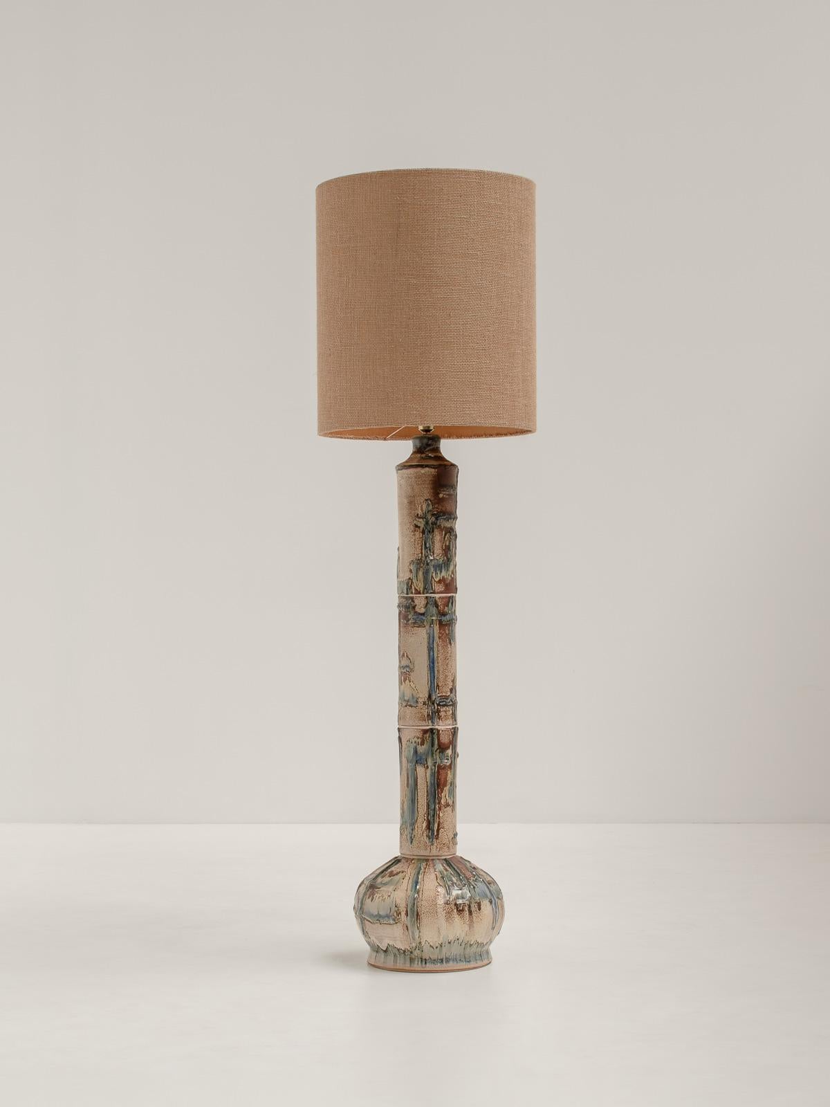 Large Danish Ceramic Floor Lamp attr. to Viggo Kyhn, 1960s 1