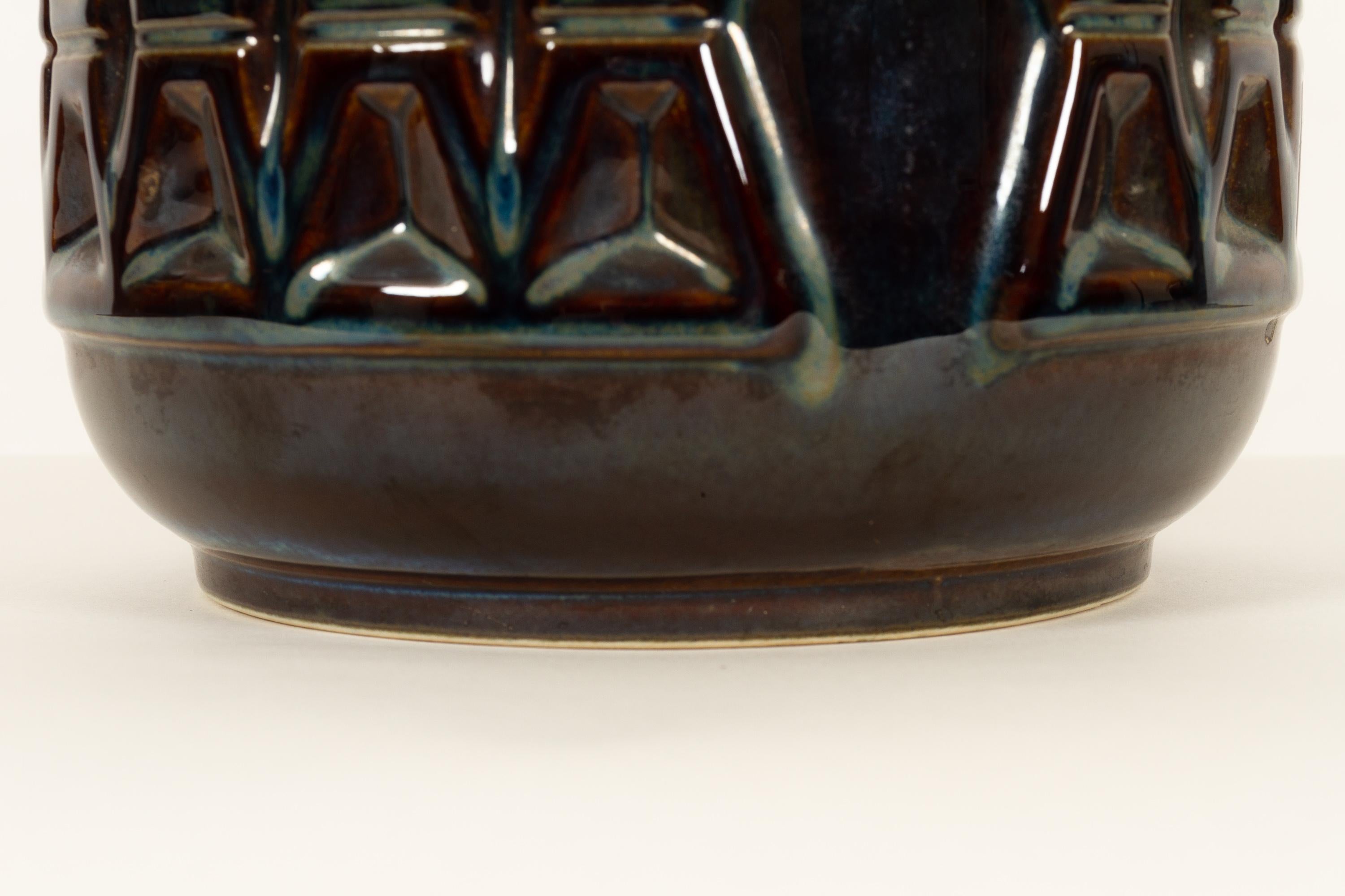 Large Danish Ceramic Vase in Blue Glaze by Einar Johansen for Søholm 1960s 4