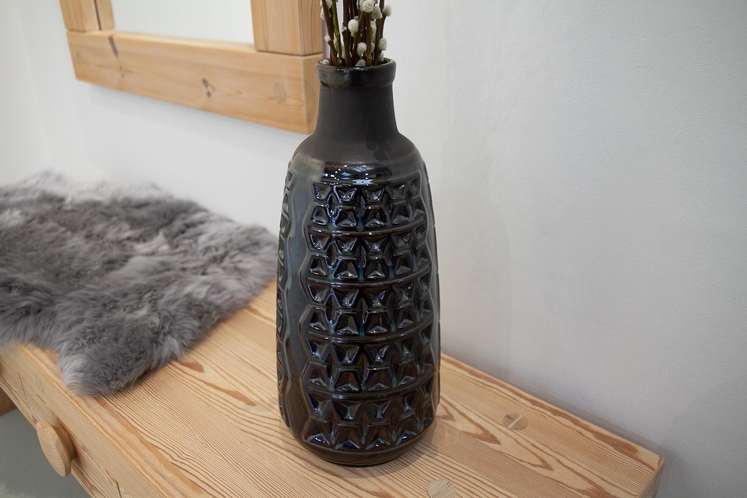 Large Danish Ceramic Vase in Blue Glaze by Einar Johansen for Søholm, 1960s. For Sale 13