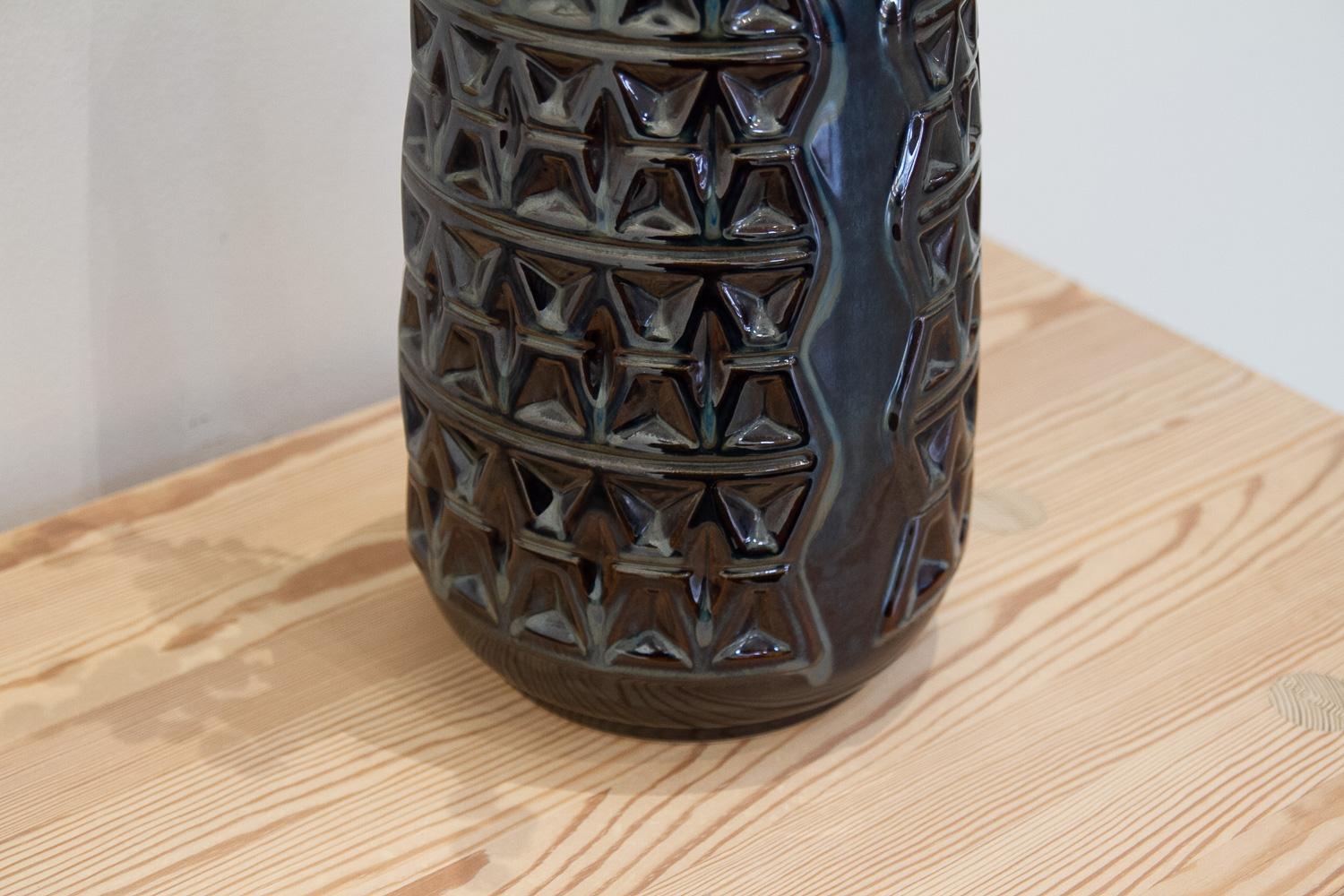 Large Danish Ceramic Vase in Blue Glaze by Einar Johansen for Søholm, 1960s. For Sale 14