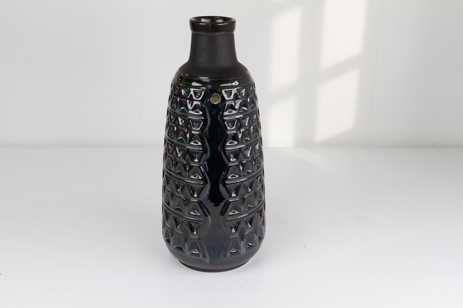 Large Danish Ceramic Vase in Blue Glaze by Einar Johansen for Søholm, 1960s. For Sale 1