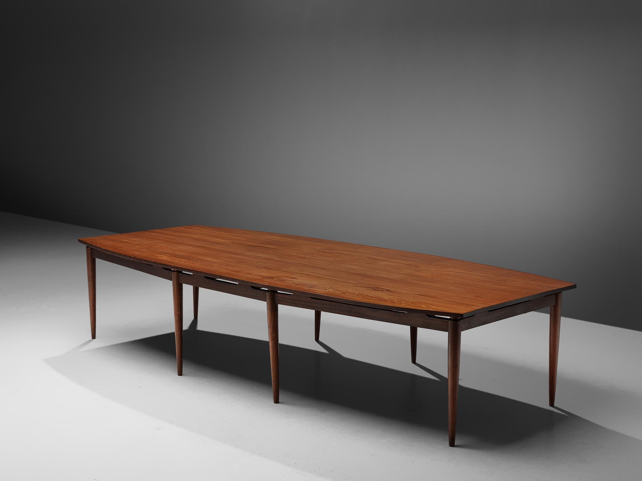 Scandinavian Modern Large Danish Conference Table in Mahogany