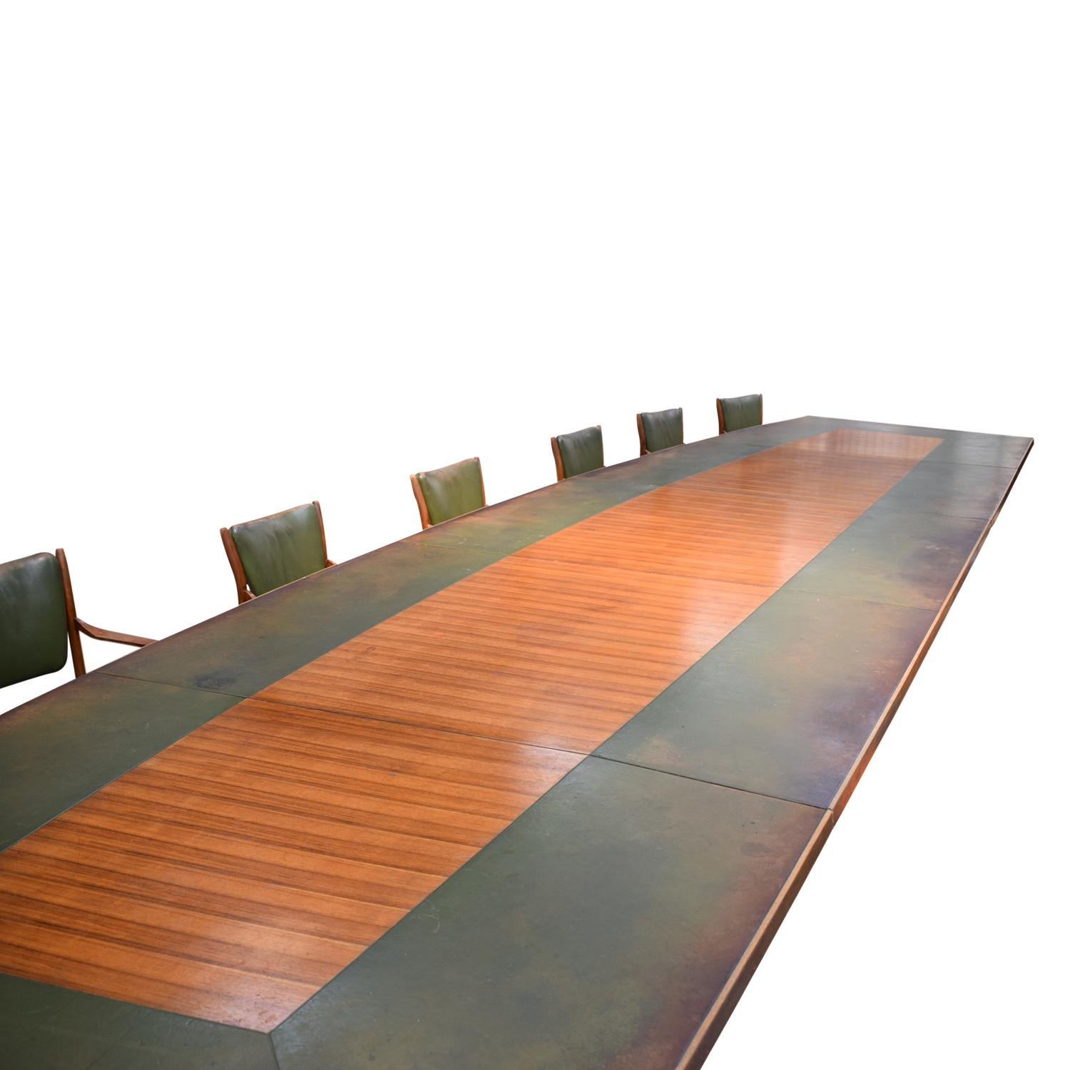 Large Danish Conference Table in Rosewood and Leather with 13 Chairs, 1950 7