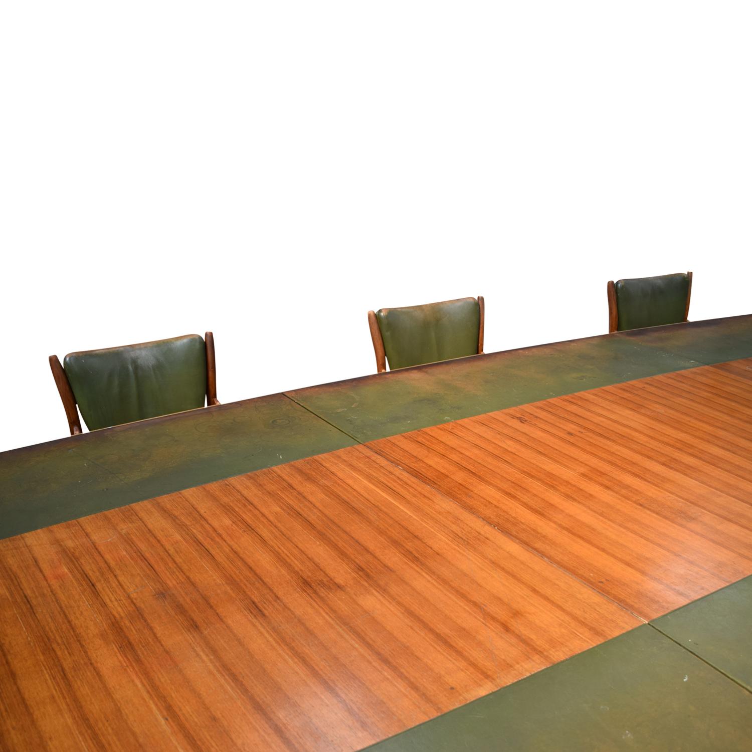 Large Danish Conference Table in Rosewood and Leather with 13 Chairs, 1950 8
