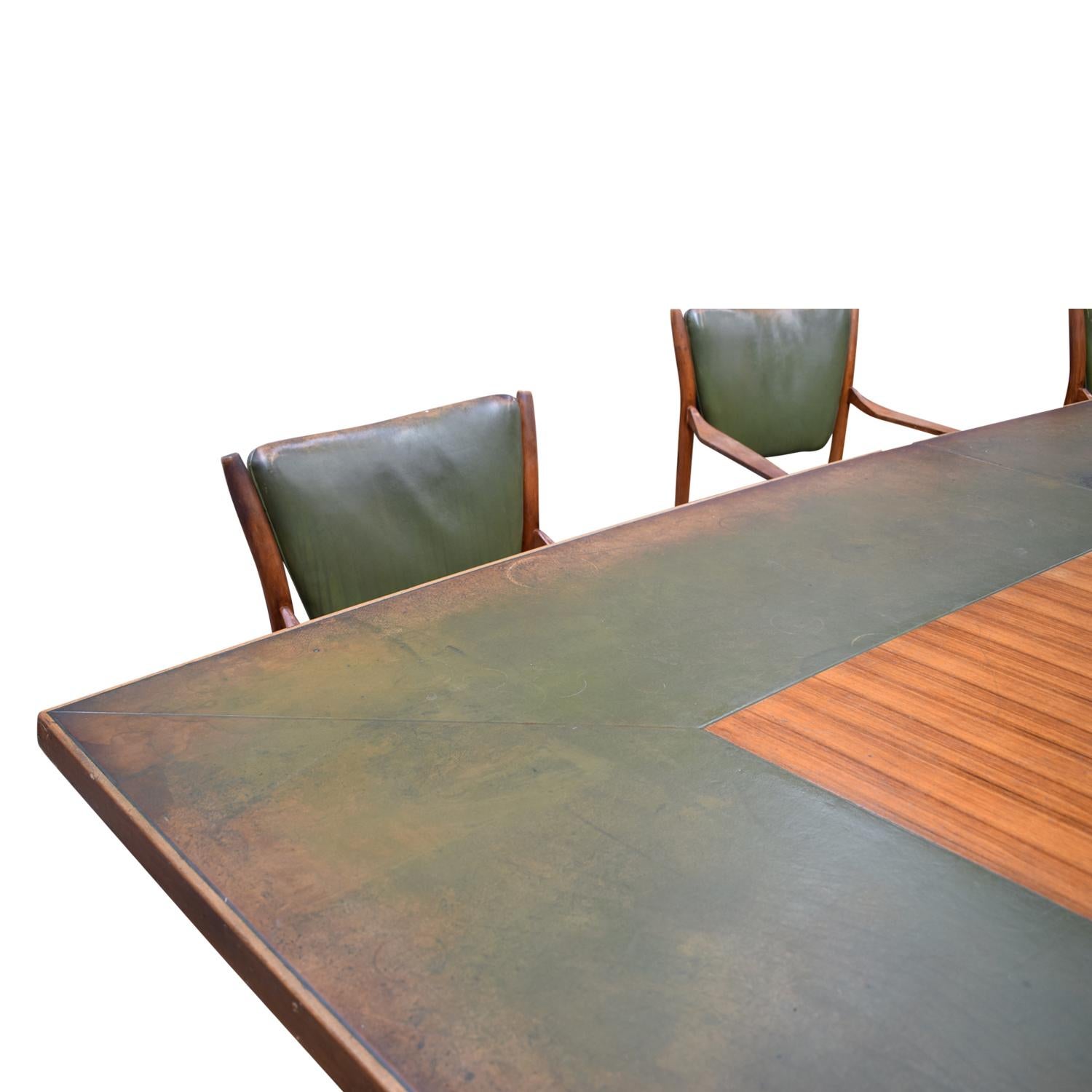 Large Danish Conference Table in Rosewood and Leather with 13 Chairs, 1950 9