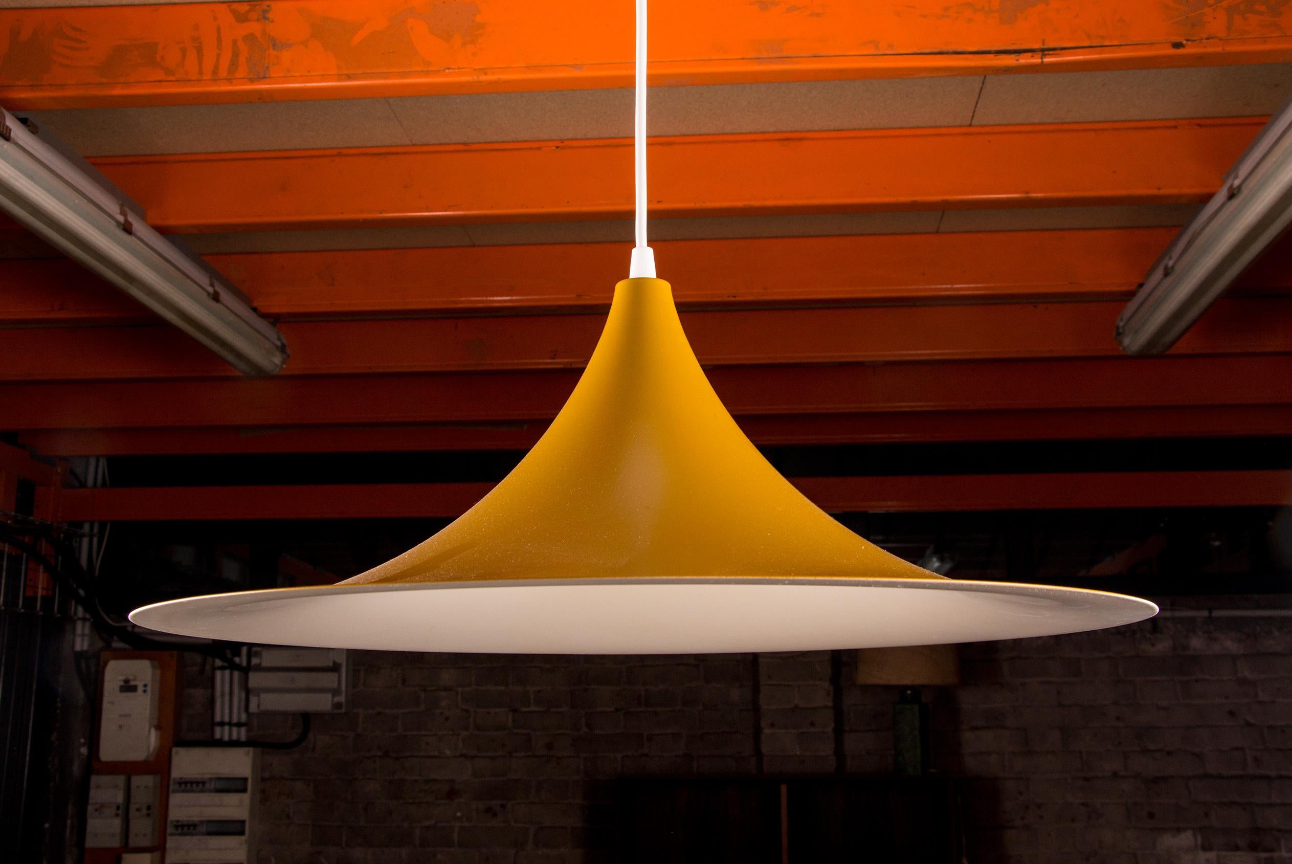 Large Danish conical metal pendant light model 4105 by Lyfa. For Sale 11