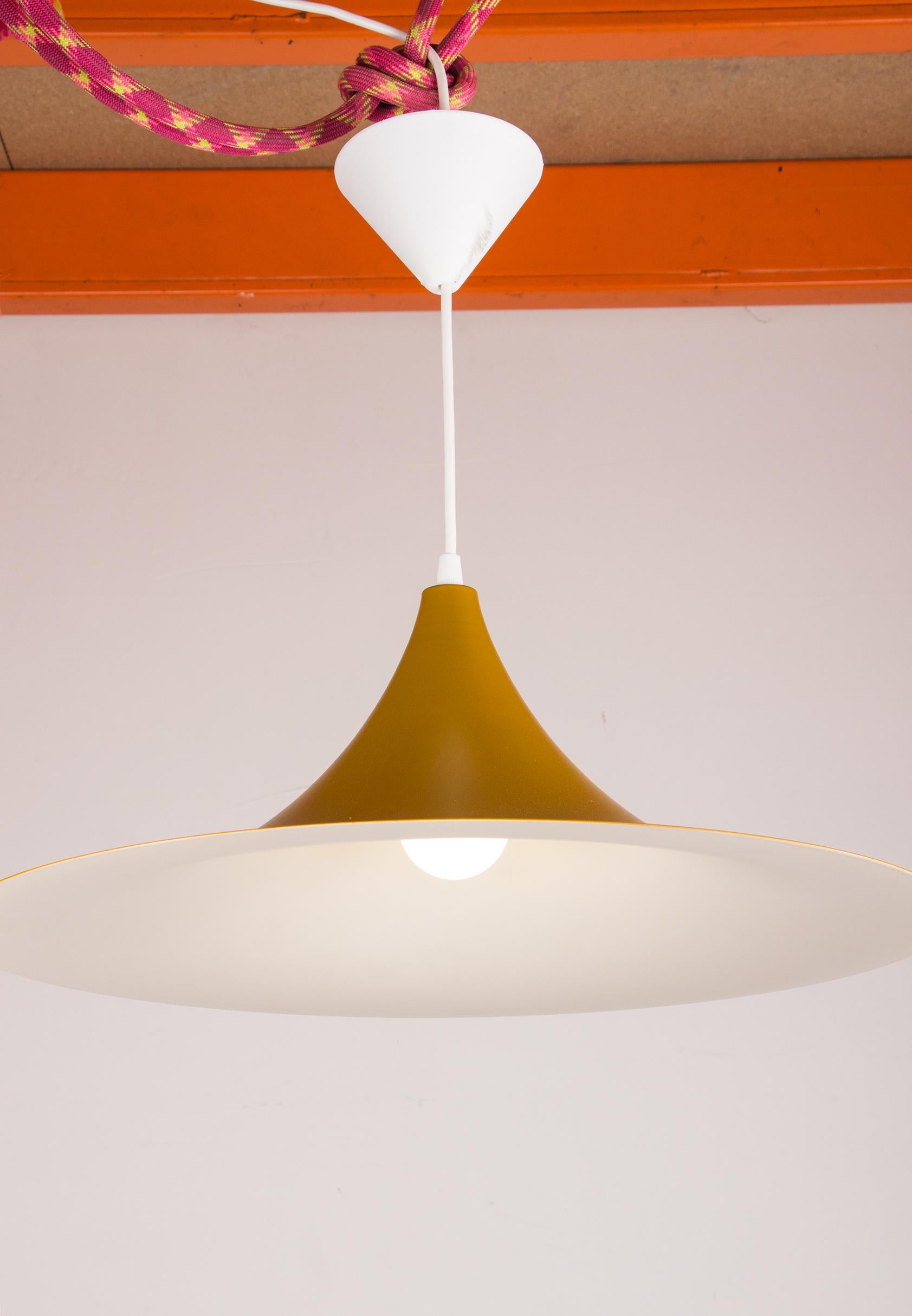 Large Danish conical metal pendant light model 4105 by Lyfa. In Excellent Condition In JOINVILLE-LE-PONT, FR