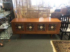 Large Danish Crafts Movement Teak & Ox Art Credenza / Sideboard by Gangso Møbler