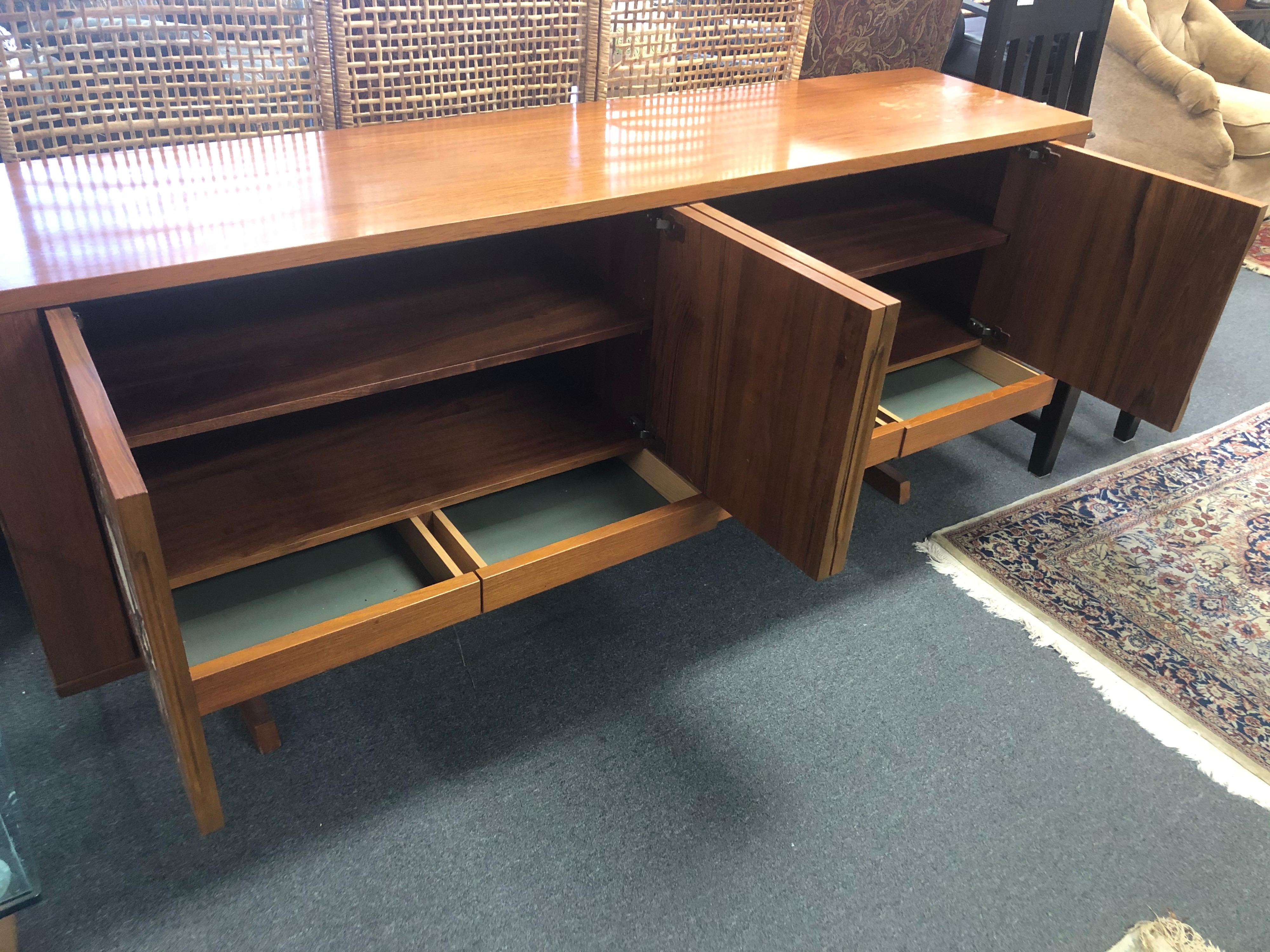 Large Danish Crafts Movement Teak & Ox Art Credenza / Sideboard by Gangso Møbler In Good Condition In San Diego, CA