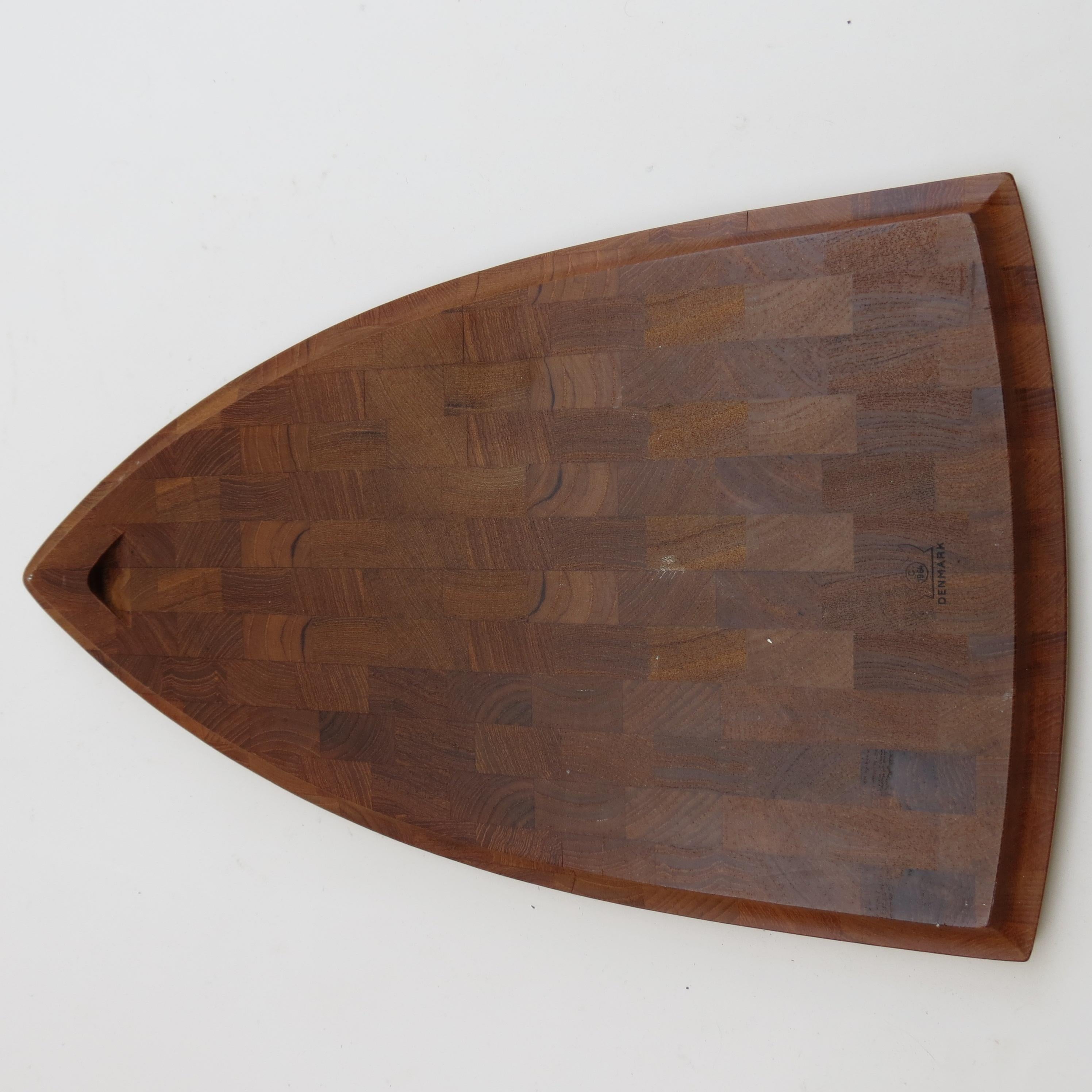 20th Century Large Danish Digsmed Teak Block Serving Platter Cutting Board, 1960s