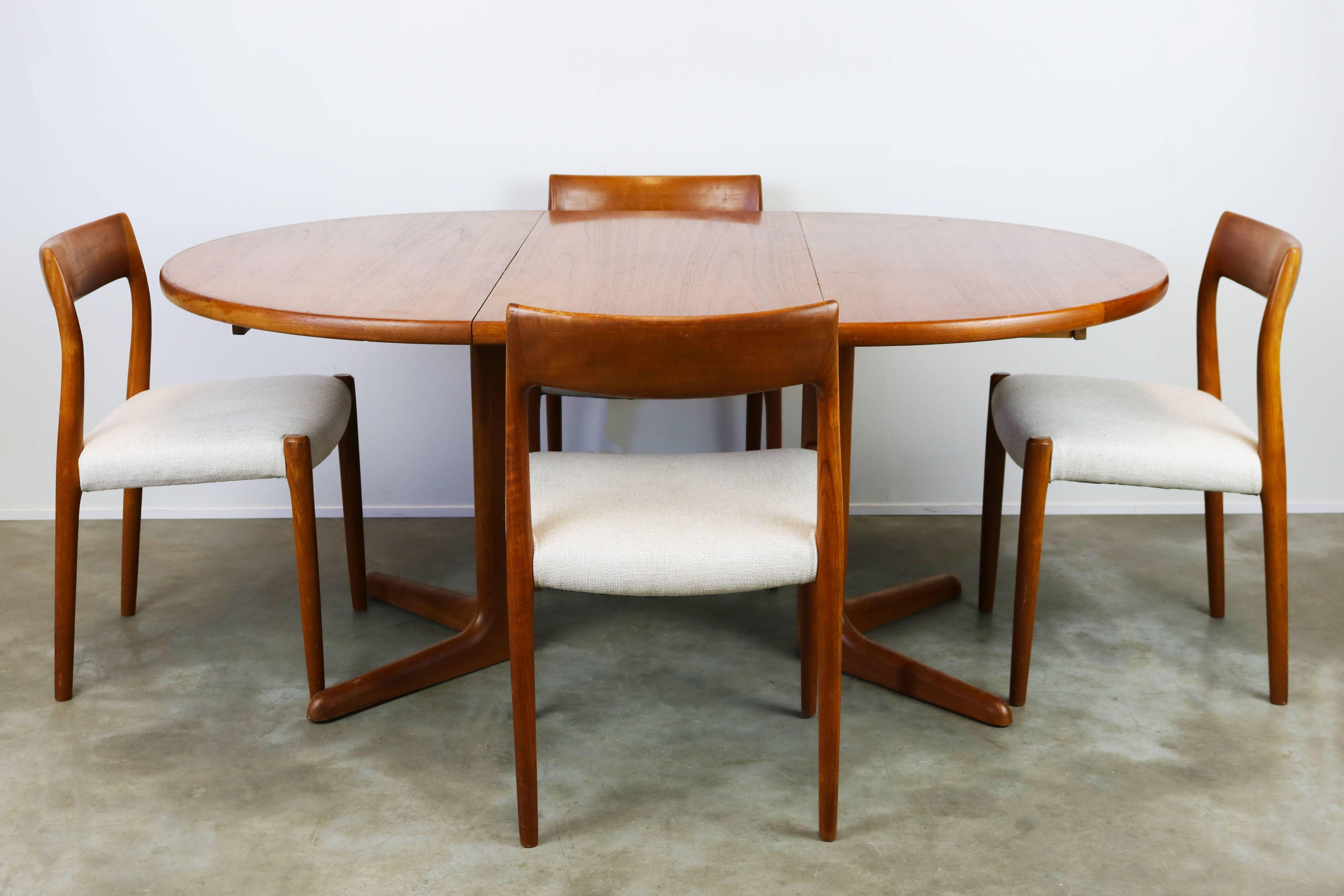 Large Danish Dining Room Set by Niels Otto Møller Teak and White Model 77, 1950 5