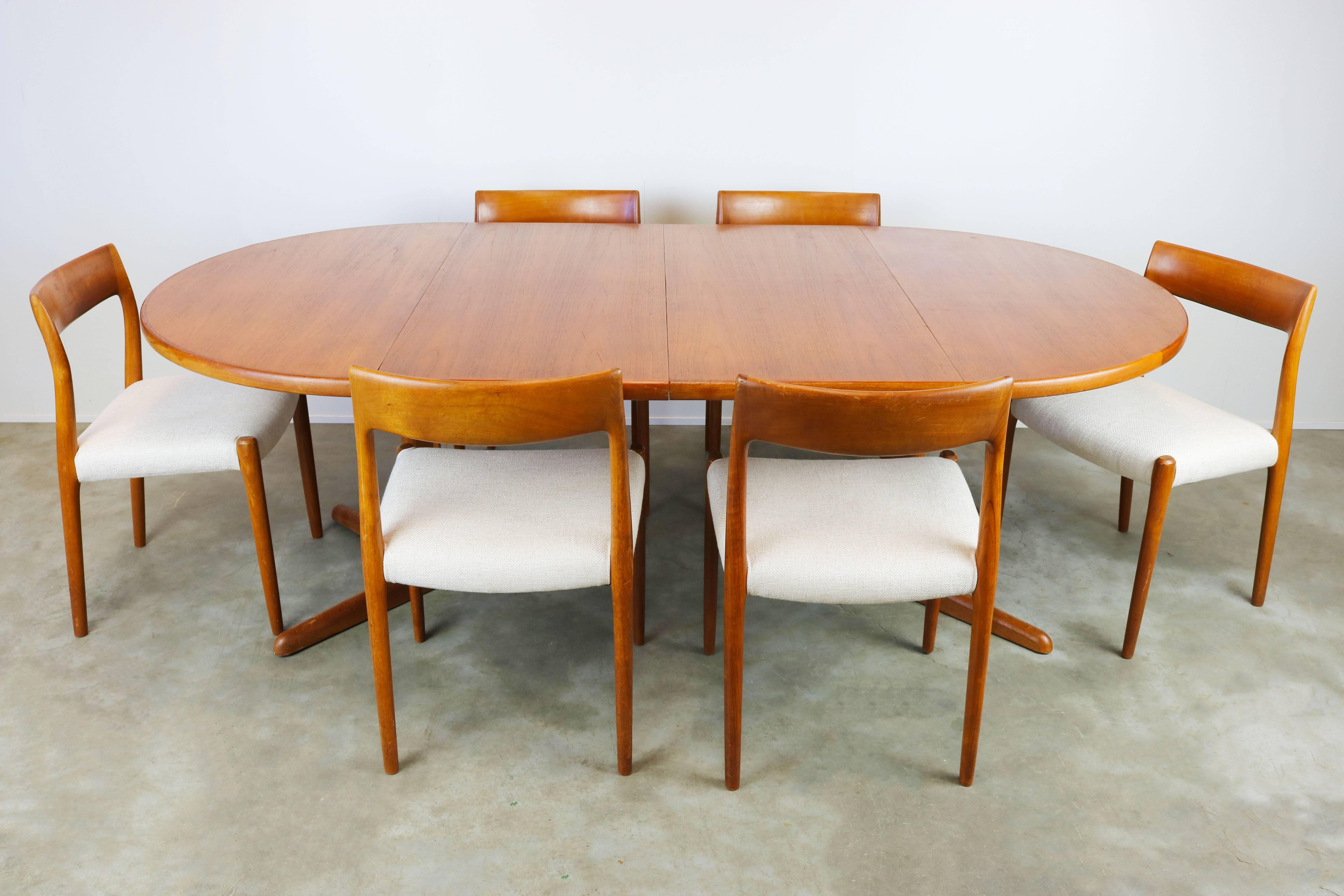 Large Danish Dining Room Set by Niels Otto Møller Teak and White Model 77, 1950 8