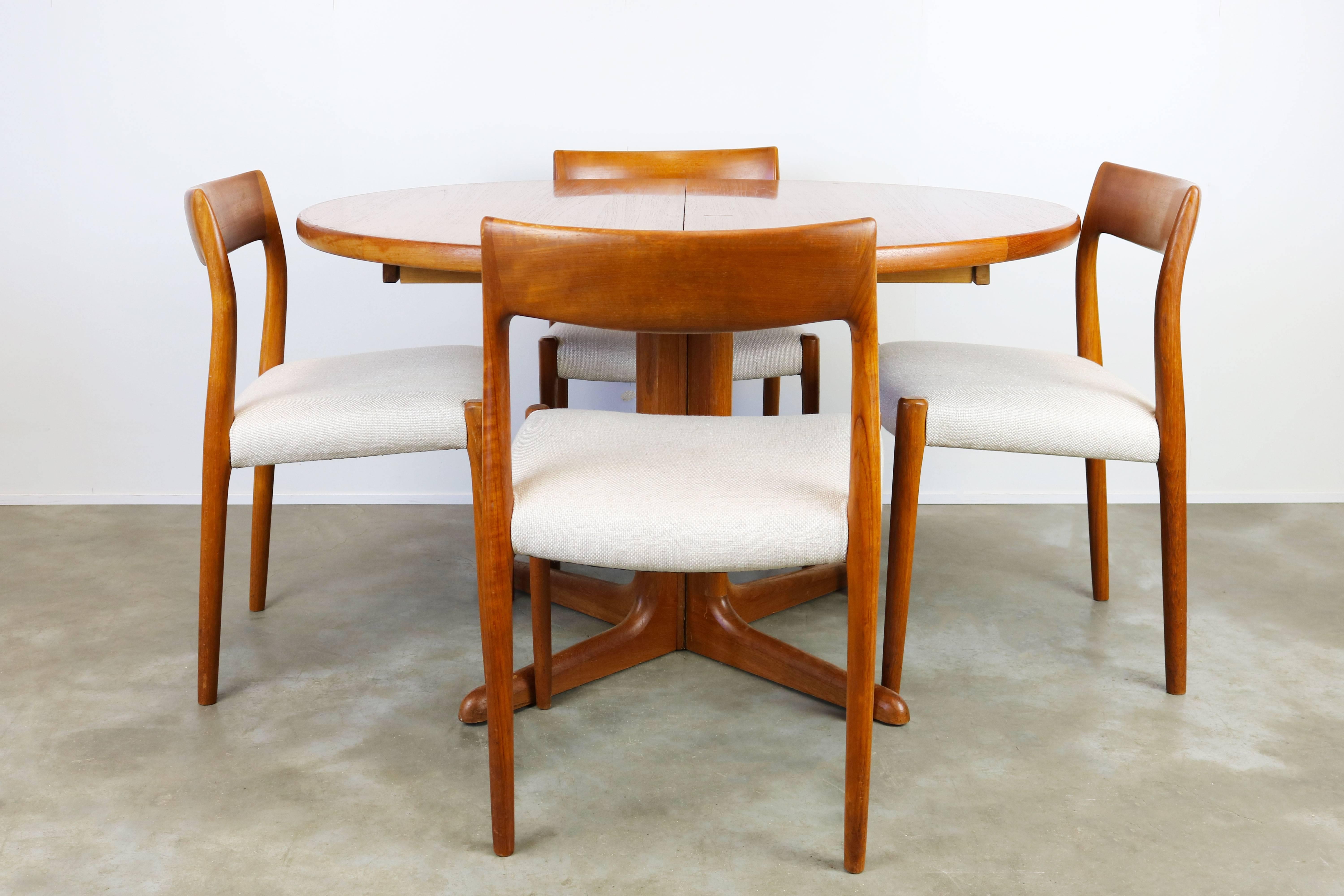 Large Danish Dining Room Set by Niels Otto Møller Teak and White Model 77, 1950 2