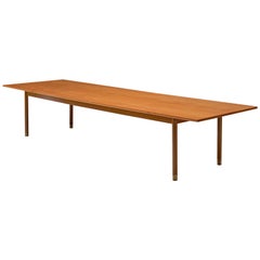 Large Danish Dining Table with Brass and Teak