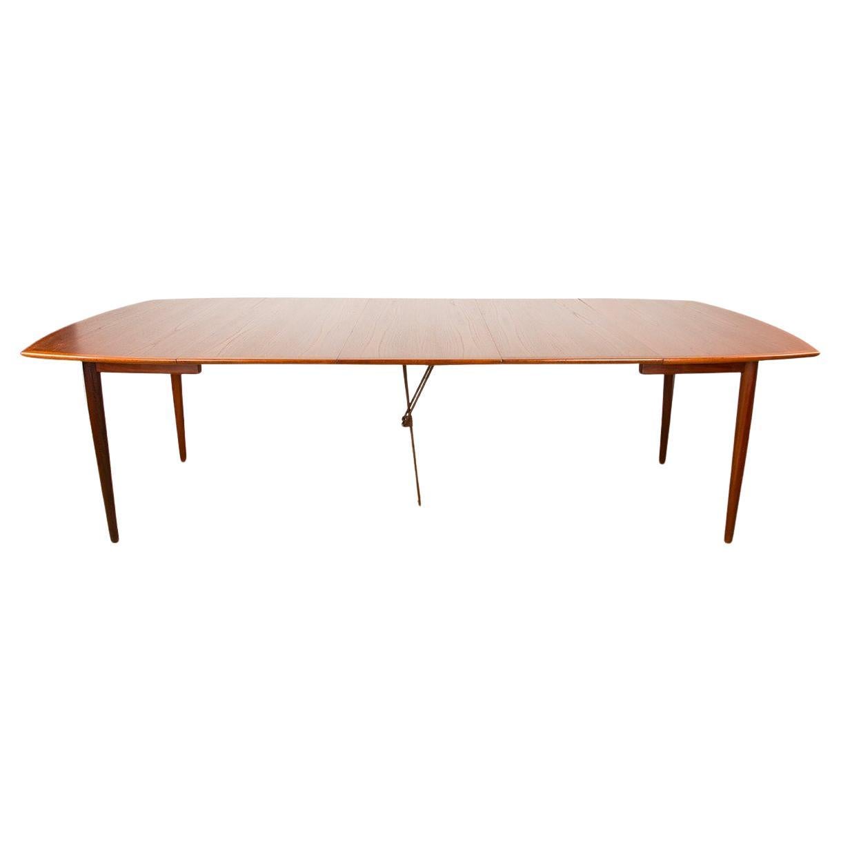 Large Danish Extendable Dining Table, 260 cm, in Teak by Henry Walter Klein 1960 For Sale