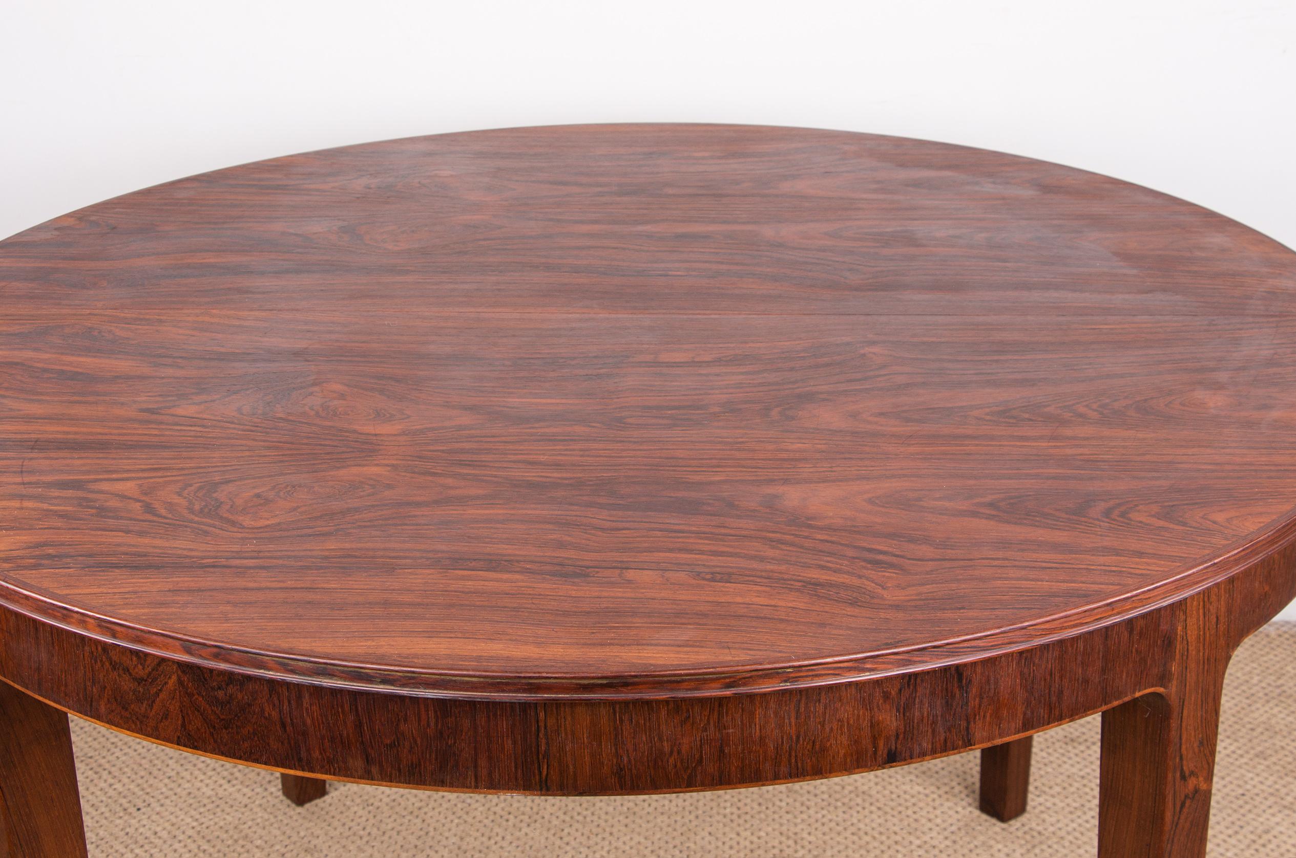 Grande table de salle à manger danoise extensible en bois de rose par Hugo Frandsen pour Spottrup. Bon état - En vente à JOINVILLE-LE-PONT, FR