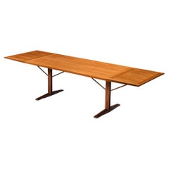 Large Danish Extendable Dining Table in Teak and Brass