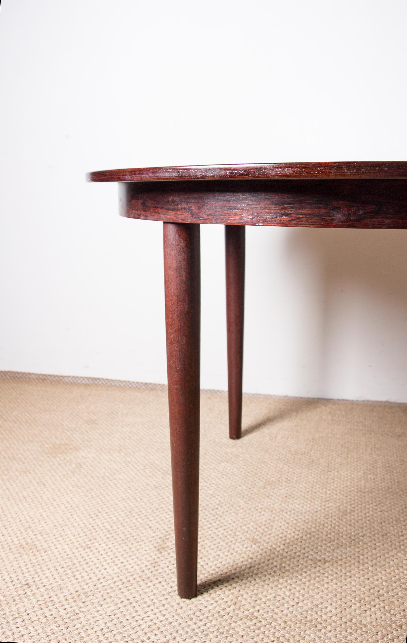 Scandinavian Modern Large Danish Extendable Rosewood Dining Table 1960. For Sale