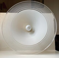 Large Danish Flying Saucer Pendant Lamp in Stiped Plastic by LB Lyskær, 1970s
