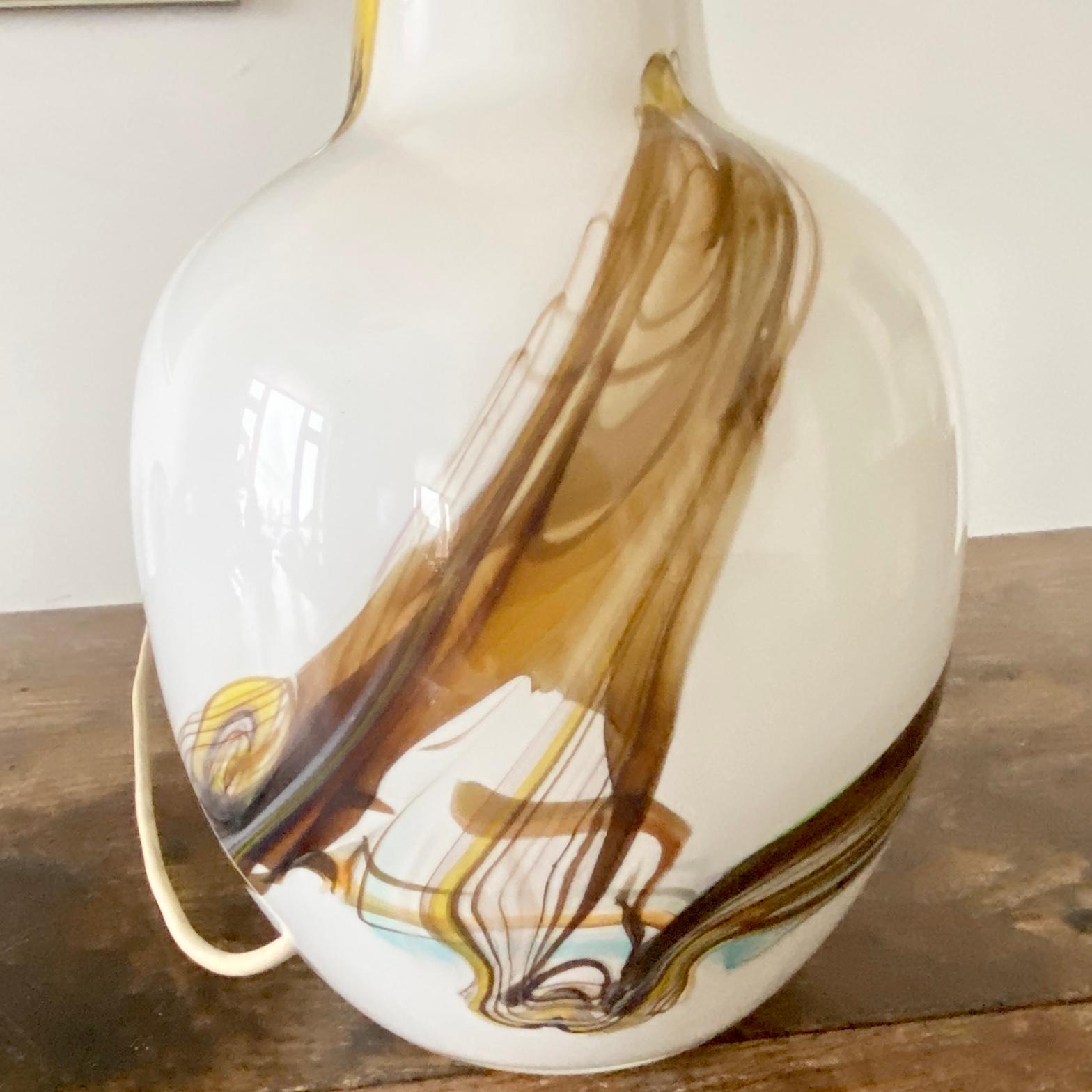Brass Large Danish Glass Cascade Table Lamp by Per Lütken for Holmegaard For Sale