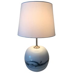 Large Danish Glass Table Lamp Sakura for Holmegaard by Michael Bang