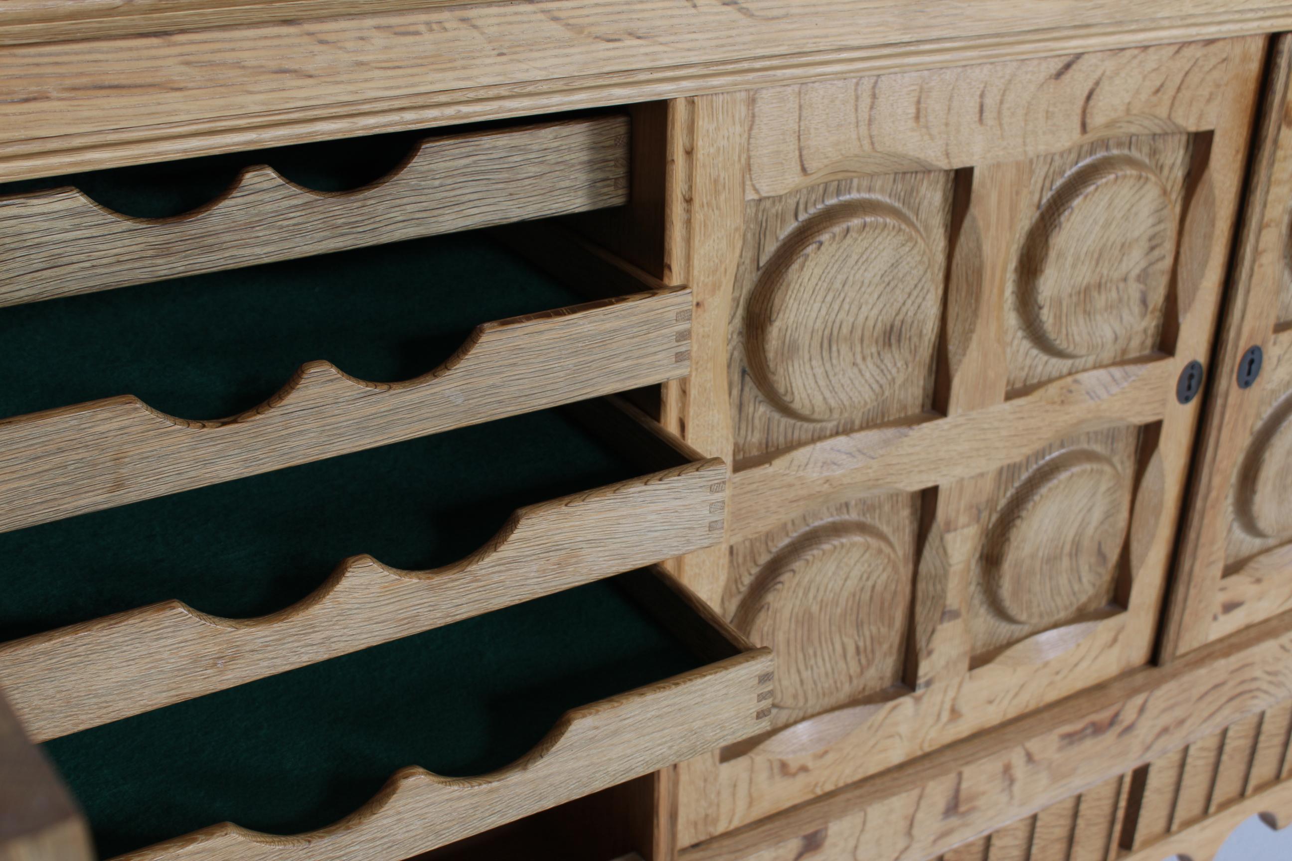 Large Danish Henning Kjærnulf Sideboard Oak with 4 Doors Brutalist Style 1970s In Good Condition For Sale In Silkeborg, Silkeborg