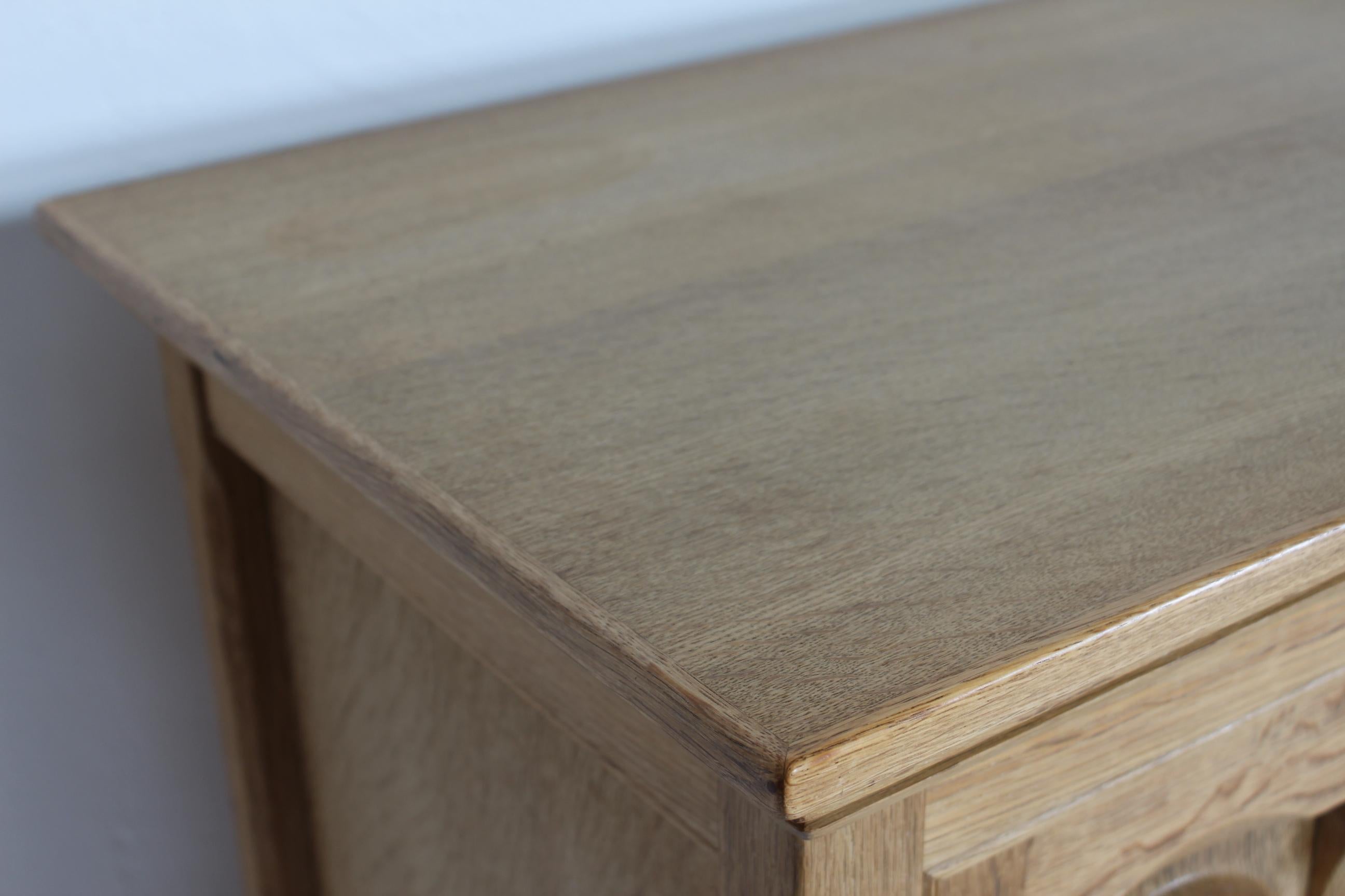 Large Danish Henning Kjærnulf Sideboard Oak with 4 Doors Brutalist Style 1970s For Sale 2