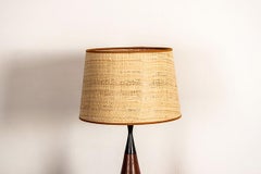 Large Danish keel-shaped table lamp in teak and ebony by Fog & Morup 1960.