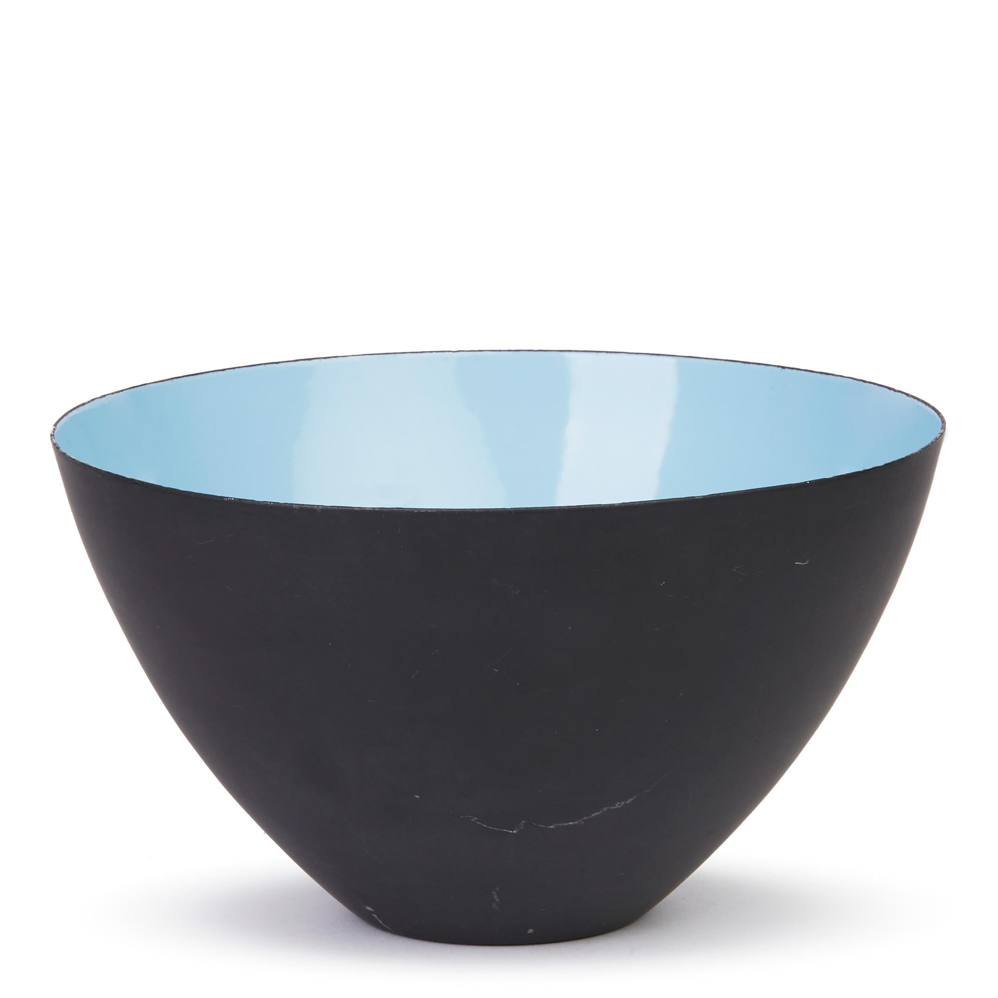 Scandinavian Modern Large Danish Krenit Turquoise Enamel Bowl by Herbert Krenchel For Sale