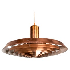 Large Danish Langelinia Suspension Light in Copper by P.Henningsen for L.Poulsen