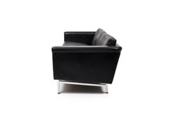 Large Danish Leather Sofa with Chrome Legs and Teak Ends