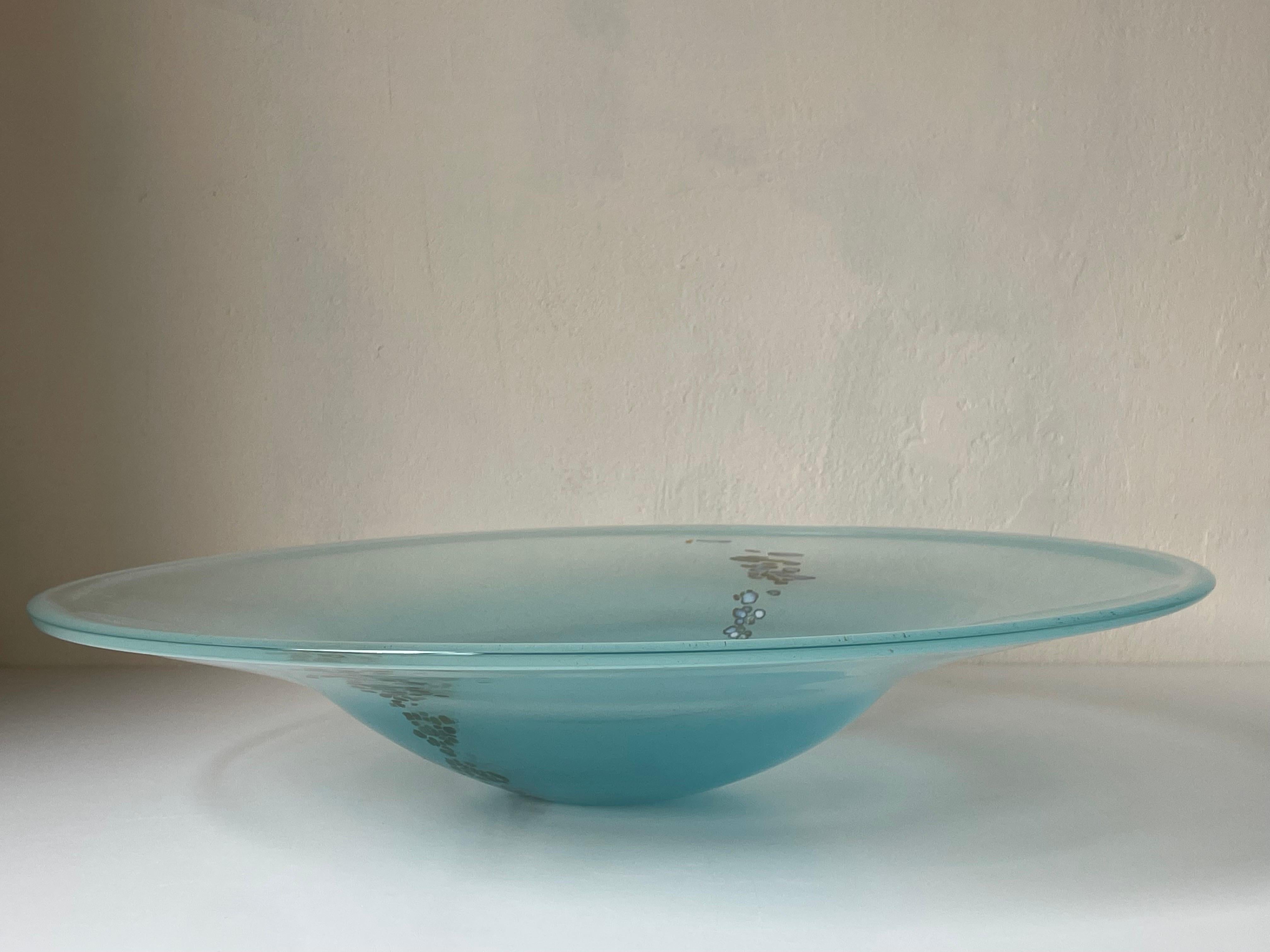 Scandinavian Modern Large 1980s Light Blue Art Glass Bubble Decor Centerpiece For Sale