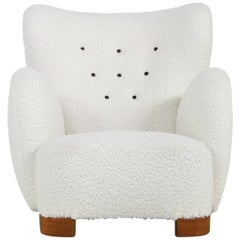 Large Danish Lounge Chair Wingchair Attributed to Flemming Lassen