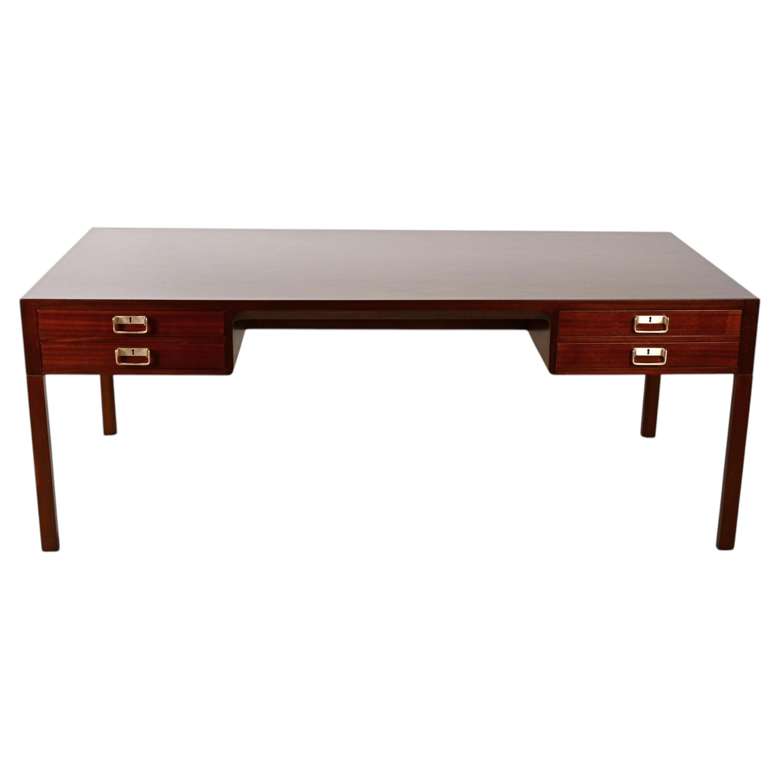 Large Danish Mahogany Desk by Bernt Petersen & Rud Rasmussen, 1960s For Sale