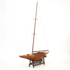 Large Danish Maple and Mahogany Pond Yacht Ship Model