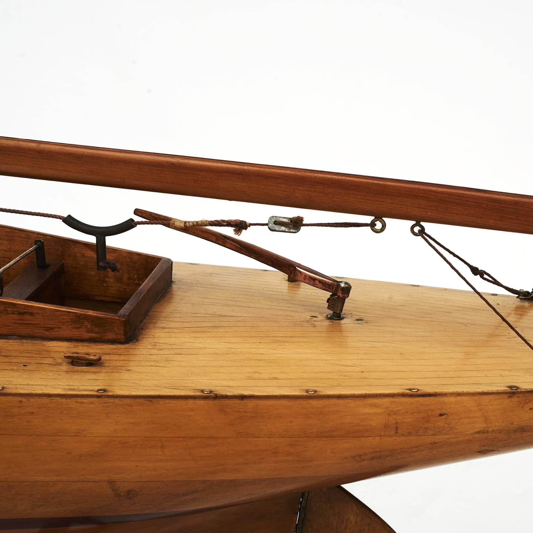 Large Danish Maple and Mahogany Pond Yacht Ship Model For Sale 2