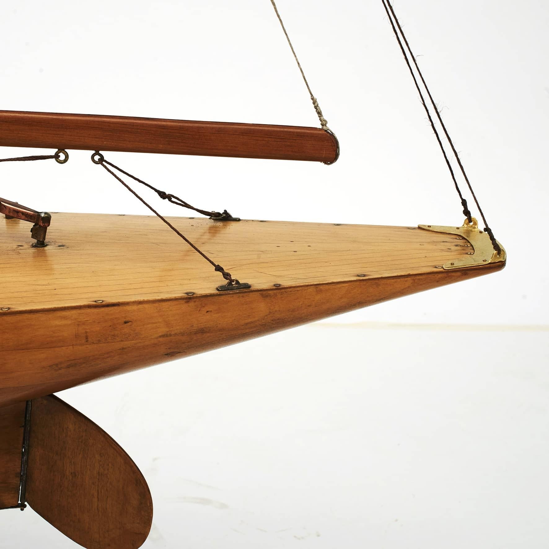 Large Danish Maple and Mahogany Pond Yacht Ship Model For Sale 3