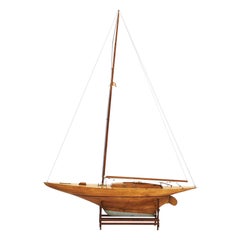 Large Danish Maple and Mahogany Pond Yacht Ship Model