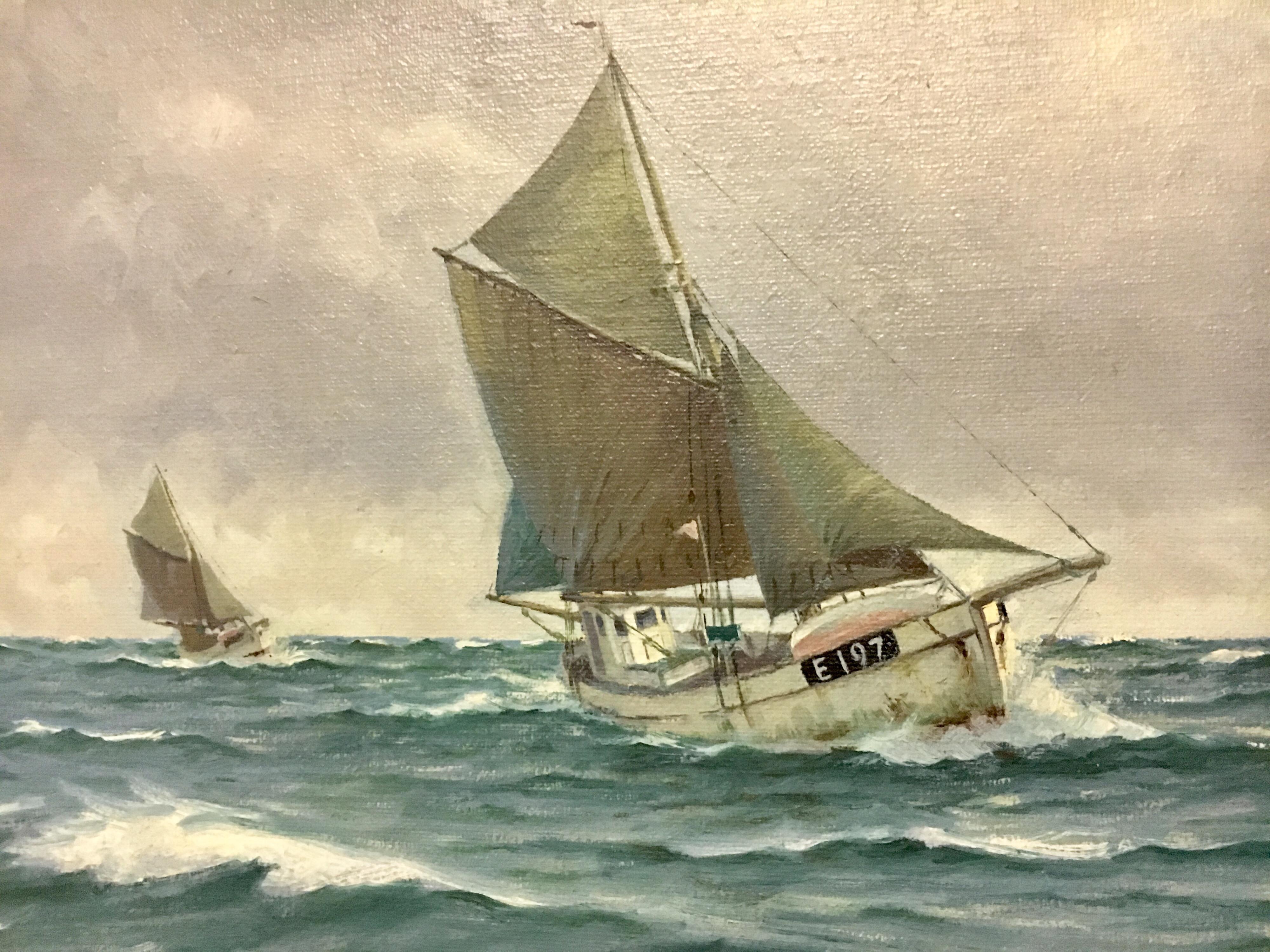 Large Danish Marine Painting by Lauritz Sorensen In Good Condition In Garrison, NY