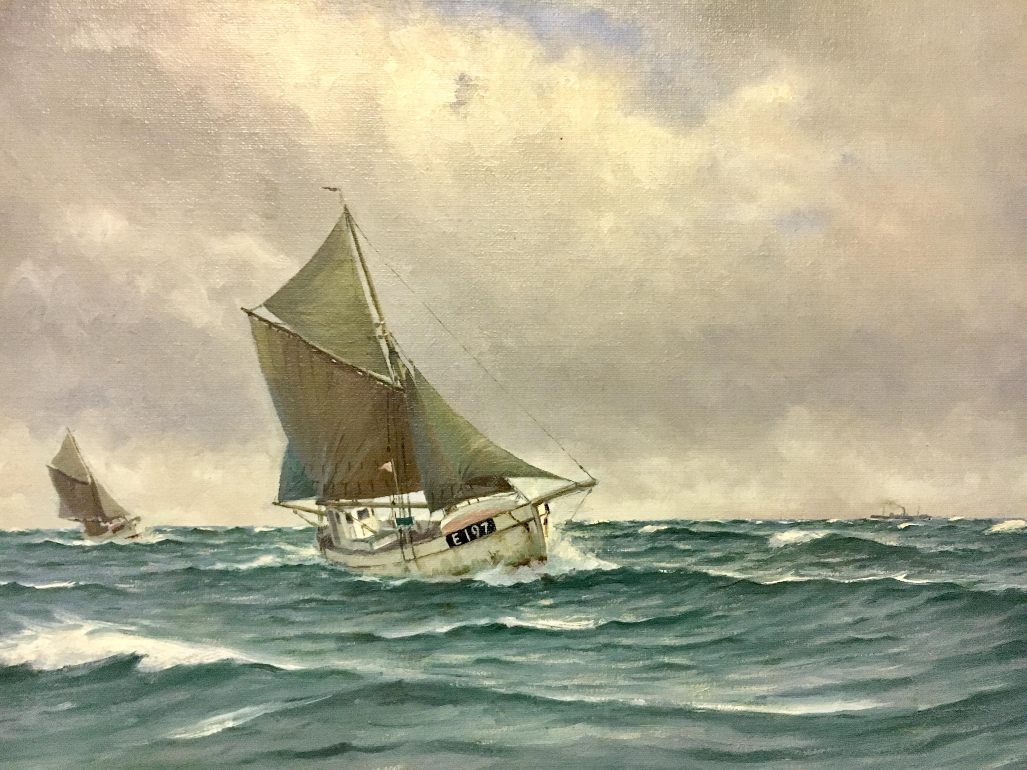 20th Century Large Danish Marine Painting by Lauritz Sorensen
