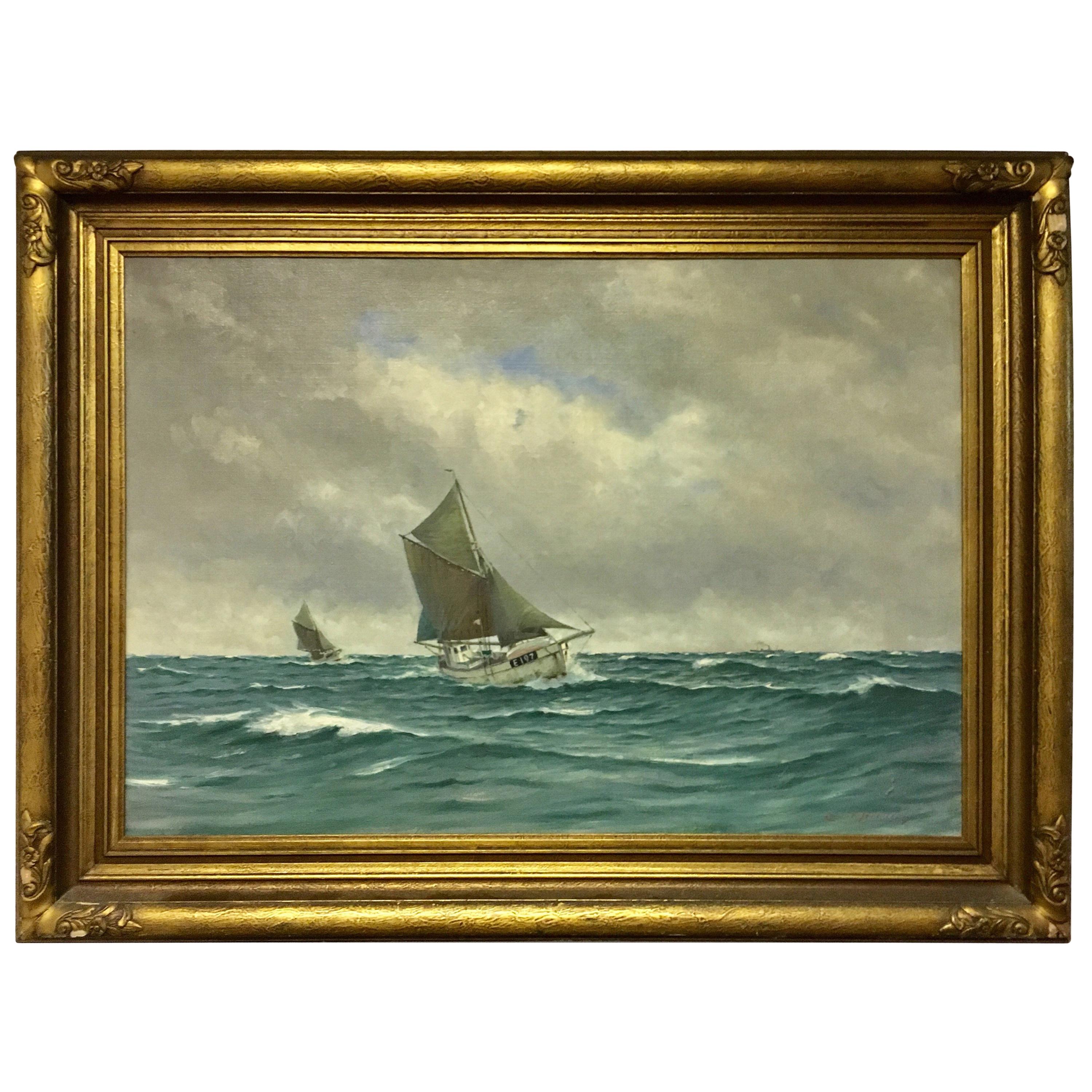 Large Danish Marine Painting by Lauritz Sorensen
