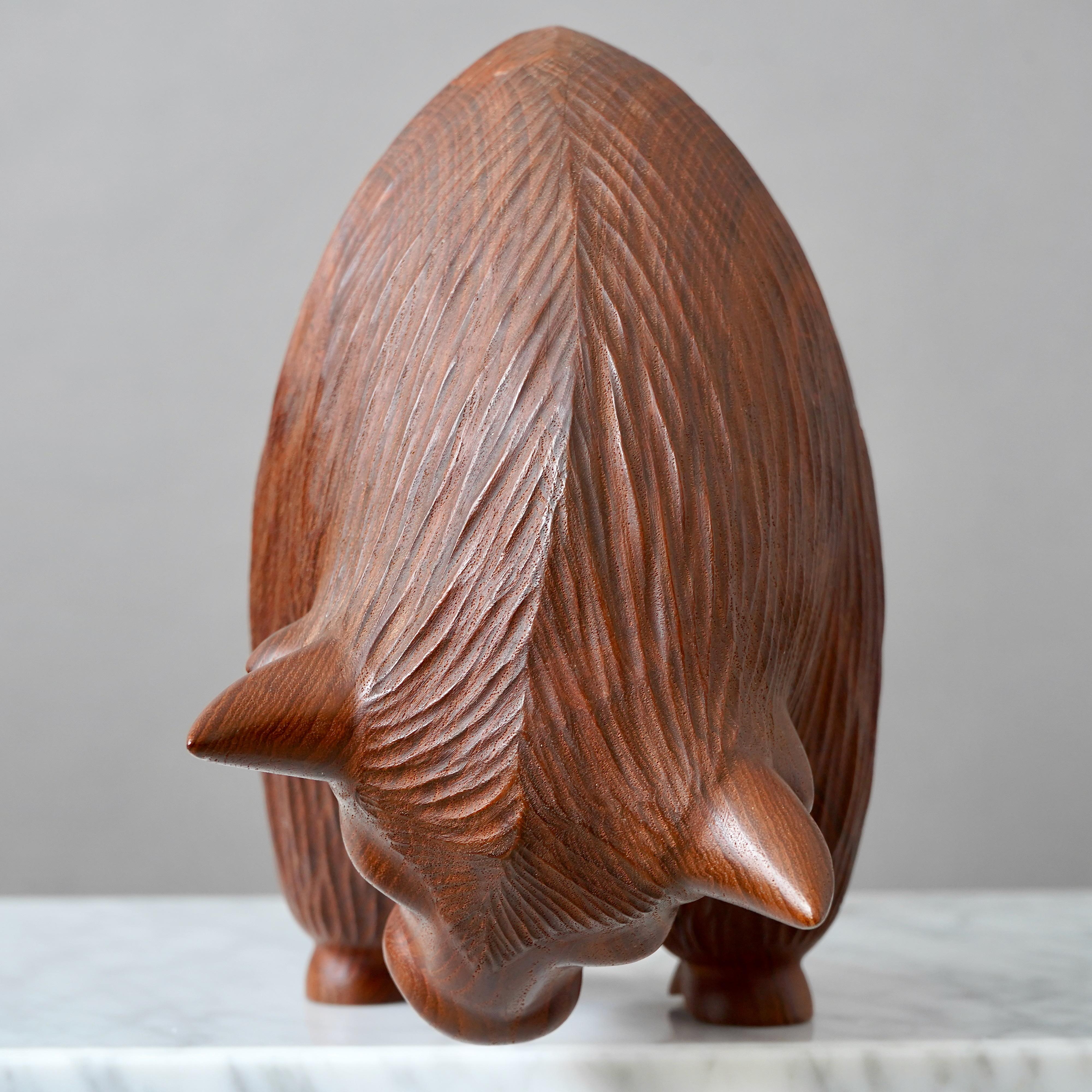 Large Danish Mid-Century Carved Teakwood Bison, 1950s. For Sale 7