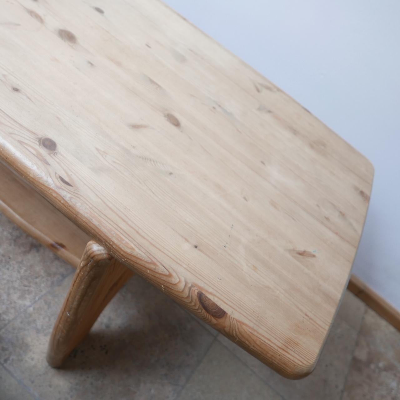 Large Danish Midcentury Free Form Pine Coffee Table 1