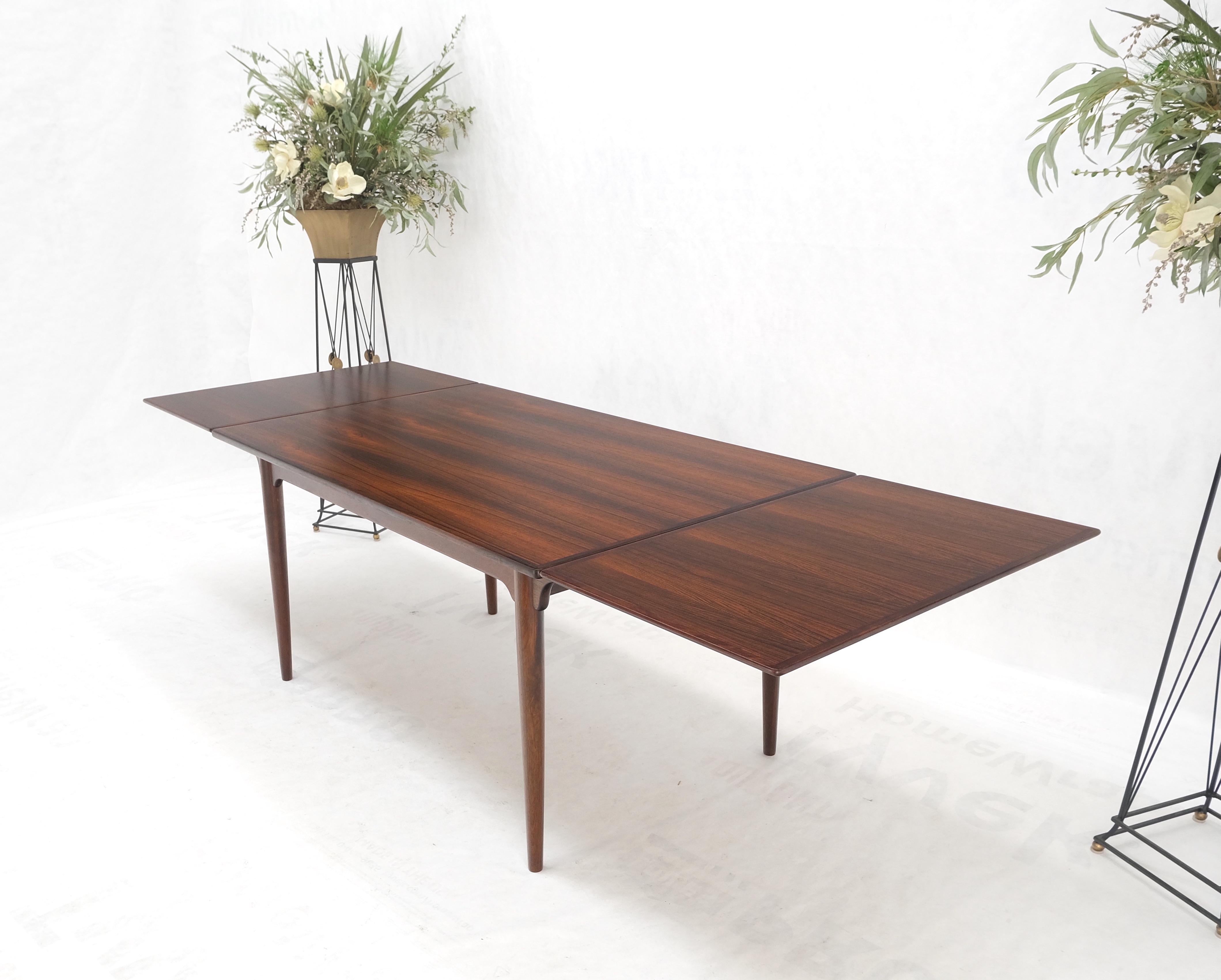 Lacquered Large Danish Mid-Century Modern Rosewood Refectory Leaves Dining Table Mint! For Sale