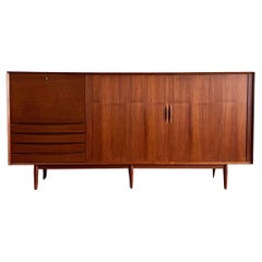 Large Danish Mid-Century Modern Teak Sideboard with Tambour Doors by Arne Vodder